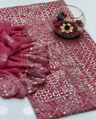 2 Pc Unstitched Chiffon Fabric Shadow Chiken