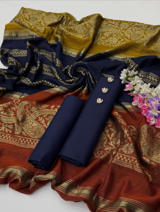 3 Pc Unstitched Dhanak Pashmina Collection